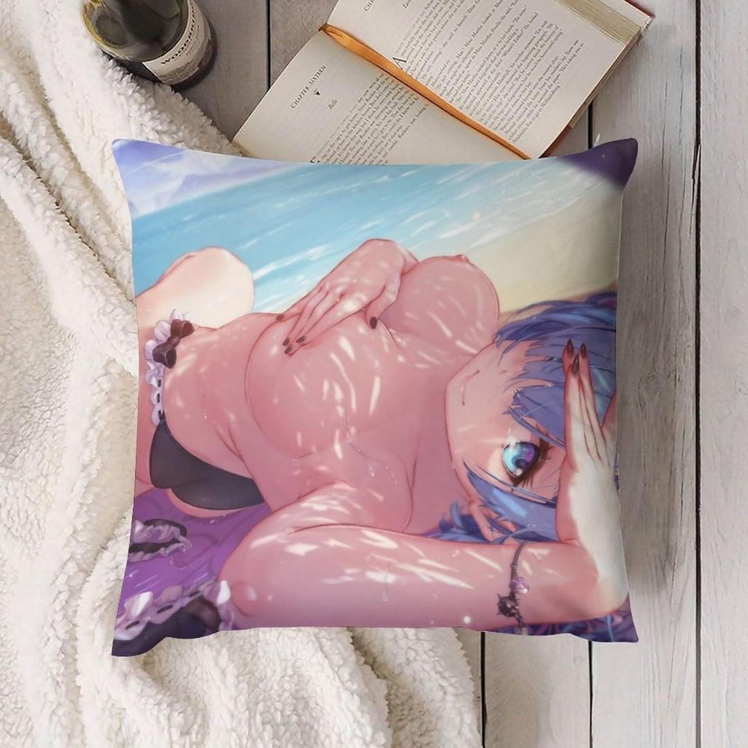  Sarung Bantal Rem 71 Re Zero Cushion Cover Microfiber Dua Sisi (50x50cm) 